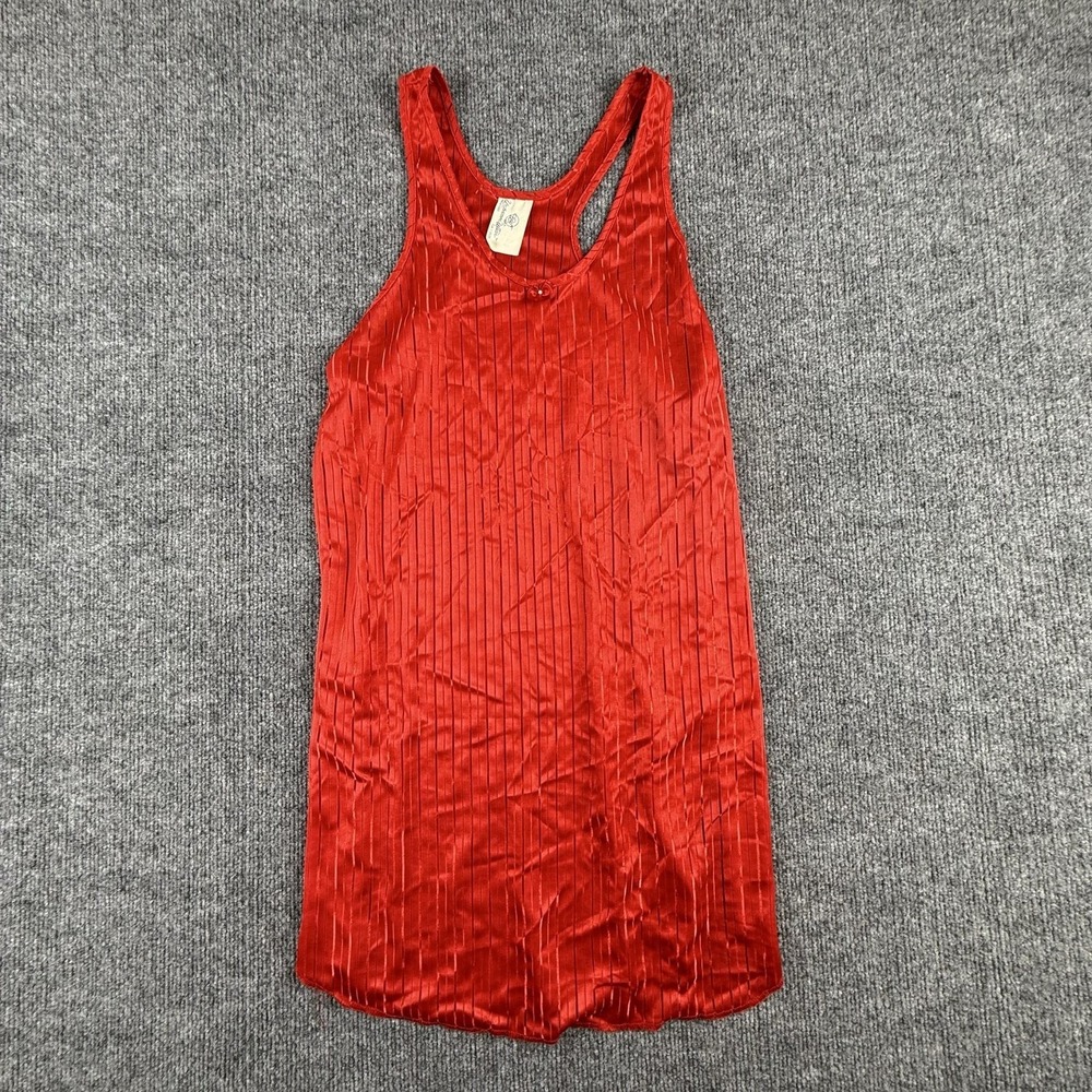 Vintage UndercoverWear Nightgown‎ Womens Small Red Satin Striped Chemise